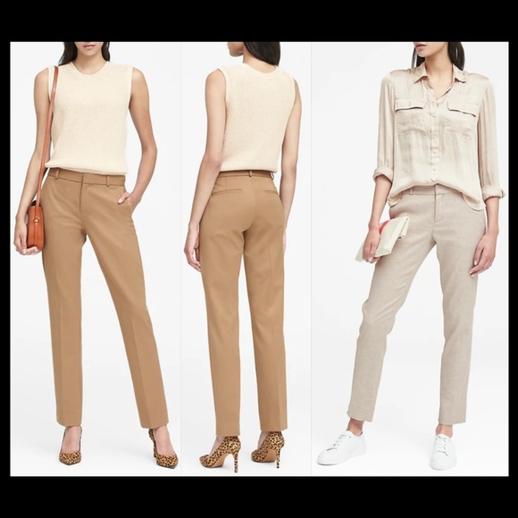 New Banana Republic Ryan Fit khaki ankle crop cotton cigarette trouser pant - Picture 1 of 8